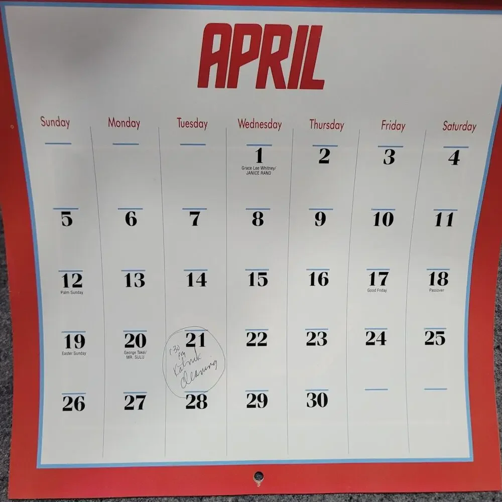 Vintage Star Trek Wall Calendar 1992 25th Anniversary Captain Kirk Spock Leonard